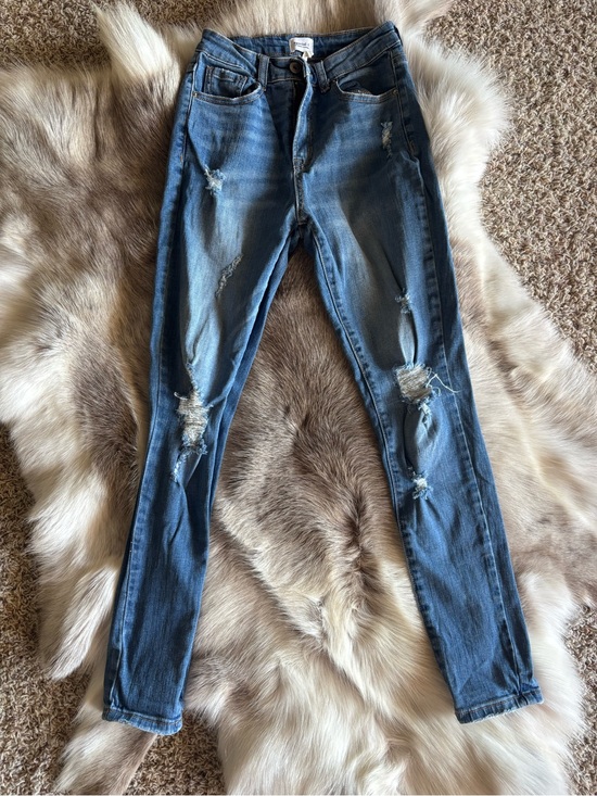 Special A Denim - Distressed Mid-Blue Women's Skinny Jeans